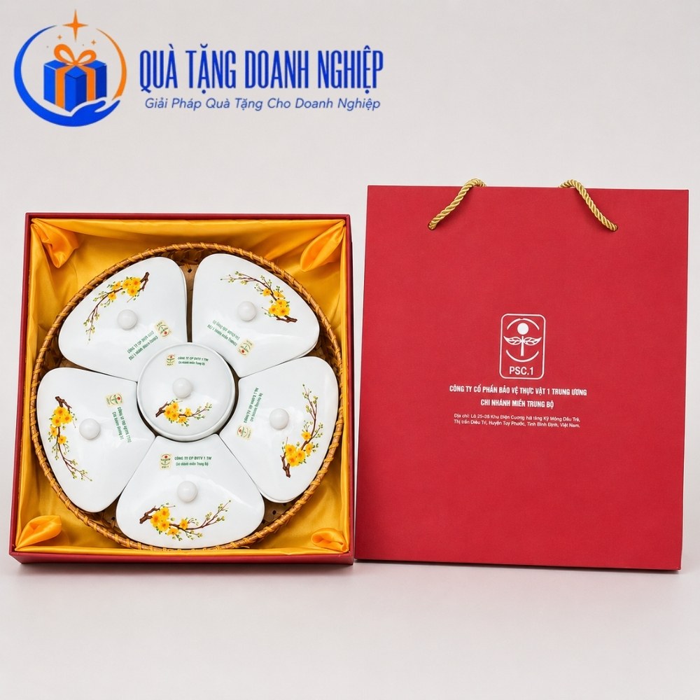 Bộ khay mứt tết in logo quà tặng
