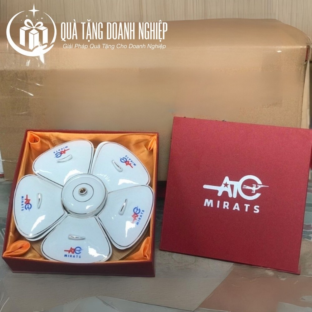Bộ khay mứt, hũ mứt in logo quà tặng