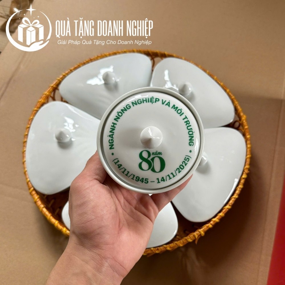 Bộ khay mứt, hũ mứt in logo quà tặng