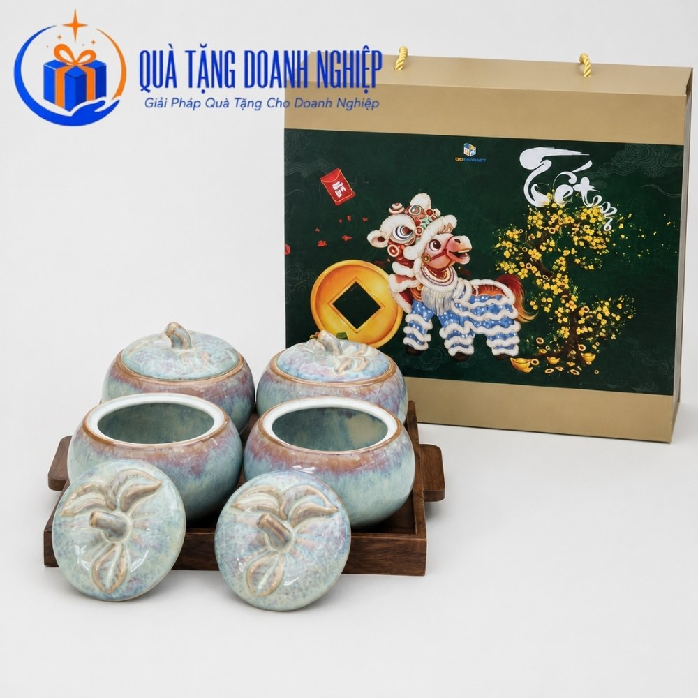 Bộ khay mứt tết in logo quà tặng