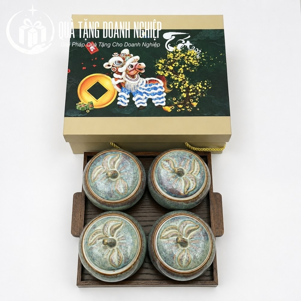 Bộ khay mứt tết in logo quà tặng