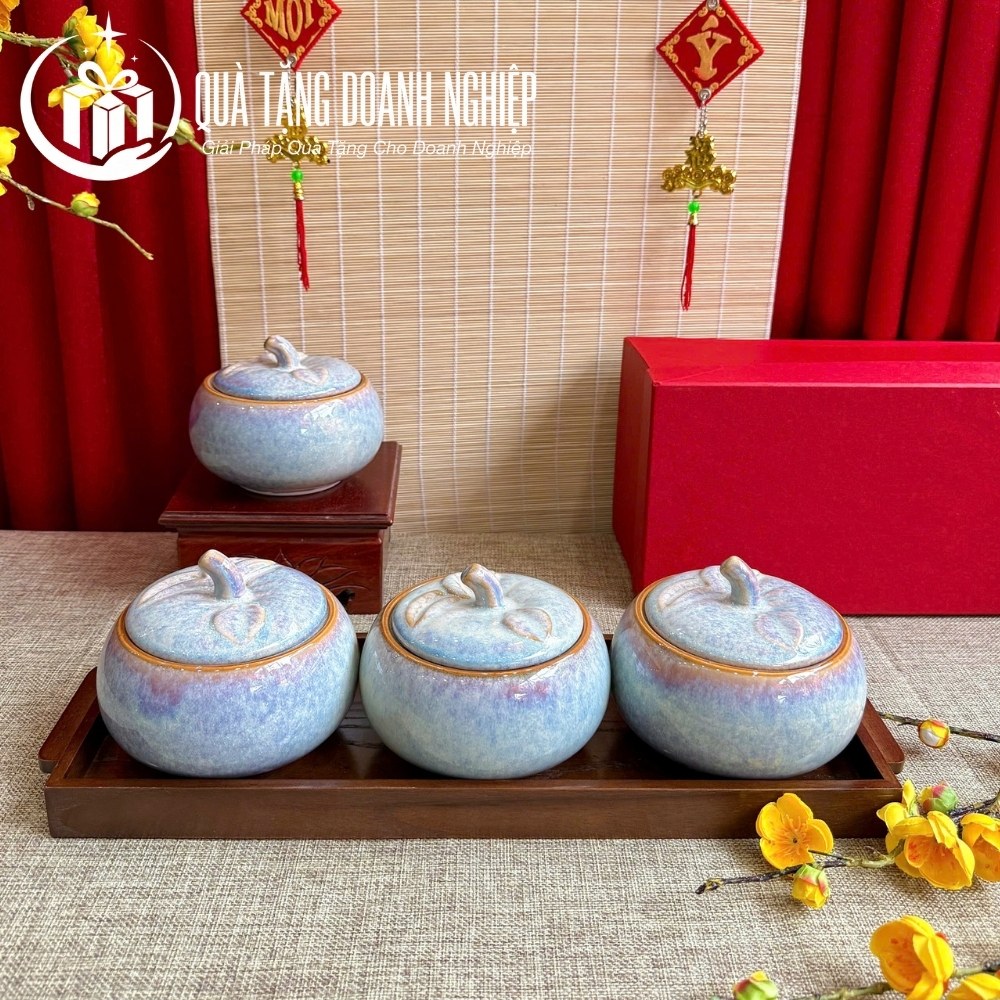 Bộ khay mứt, hũ mứt in logo quà tặng