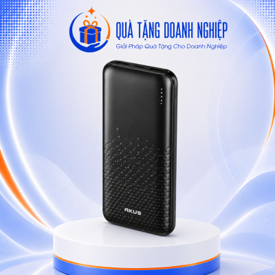 Pin sạc dự phòng akus 10000mah dp230 màu đen in logo quà tặng SDP-08