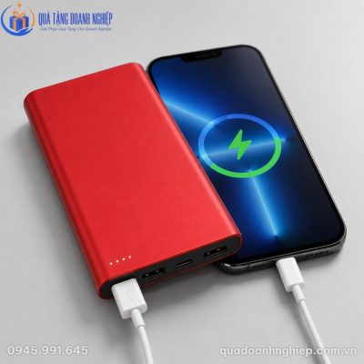 Sạc dự phòng Akus Vivu V10 màu đỏ kết nối sạc nhanh tiện lợi cùng điện thoại thông minh
