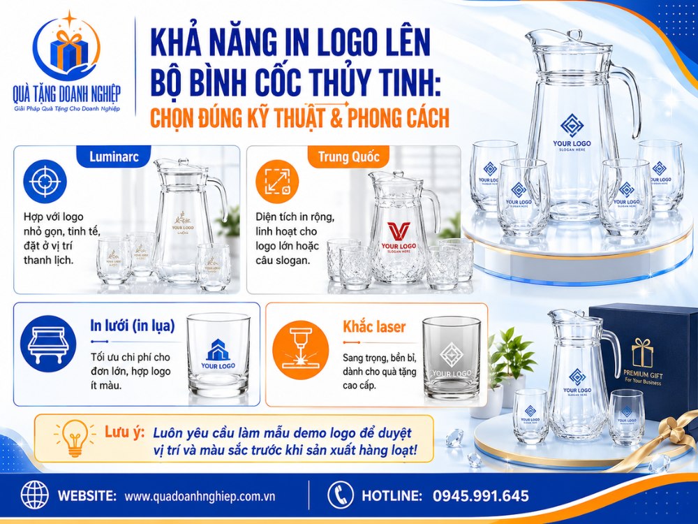 Khả năng in ấn logo thương hiệu trên bình cốc thủy tinh