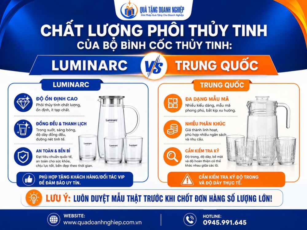 So sánh chất lượng bình cốc thủy tinh Luminarc và Trung Quốc