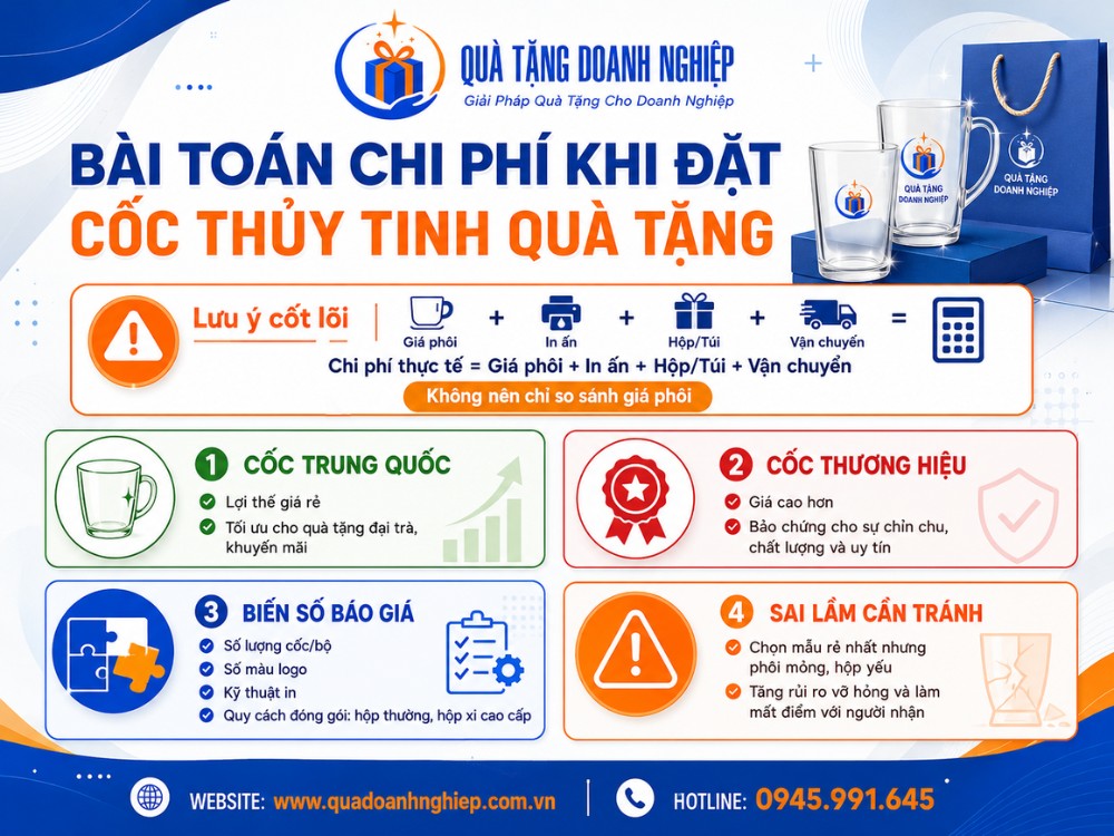 Chi phí khi đặt bộ cốc thủy tinh in logo