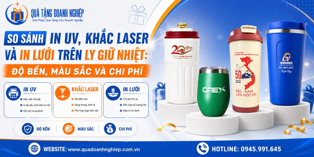 So sánh các kỹ thuật in logo trên ly giữ nhiệt