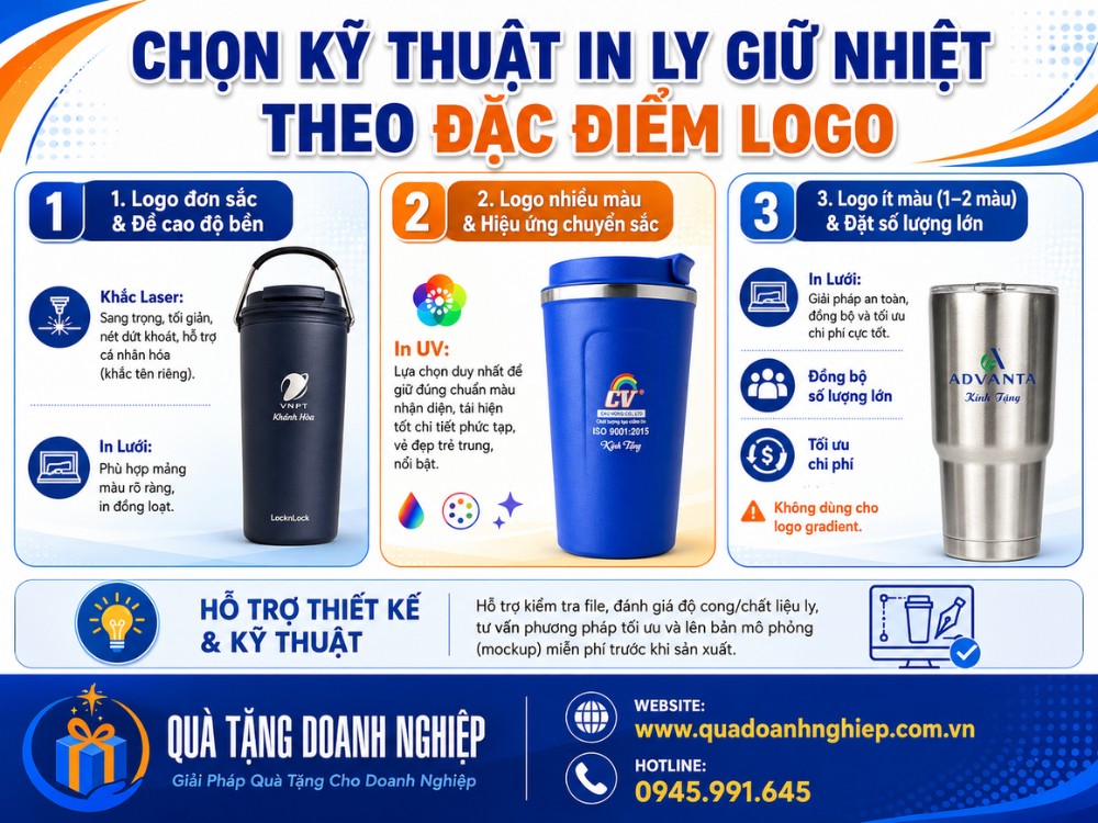 Cách chọn phương pháp in logo phù hợp với cốc giữ nhiệt