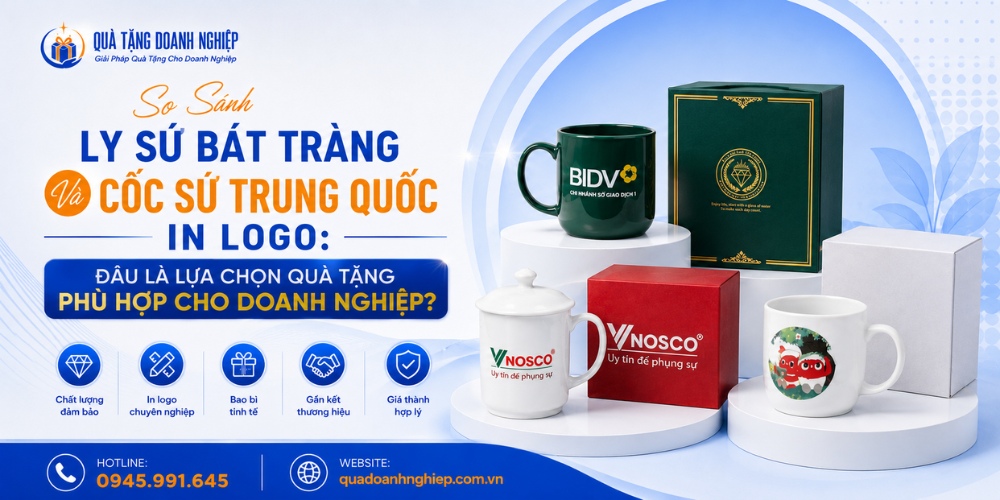 Checklist so sánh cốc sứ Bát Tràng và cốc sứ nhập khẩu in logo