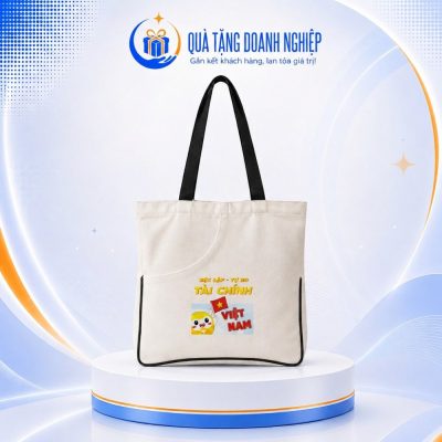Túi canvas viền đen ngăn phụ bán nguyệt dáng vuông in logo quà tặng CVQT-07 - Ảnh đại diện