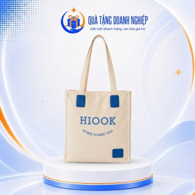 Túi tote canvas dáng hộp vuông tag da in logo quà tặng CVQT-04 - Ảnh đại diện