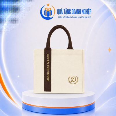 Túi Vải canvas Đay Be Phối Nâu In Logo Quà Tặng TVQT-17 - Ảnh đại diện