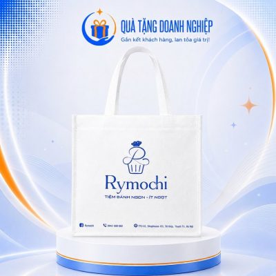 Túi vải không dệt hình chữ nhật quai xách màu trắng in logo quà tặng KDQT-02 - Ảnh đại diện