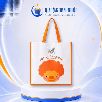 Túi vải không dệt làm bao bì quai xách phối cam in logo quà tặng KDQT-03 - Ảnh đại diện