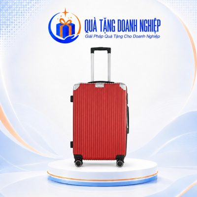 Vali Nhựa ABS Bo Góc Nhôm Màu Đỏ In Logo Quà Tặng Doanh Nghiệp