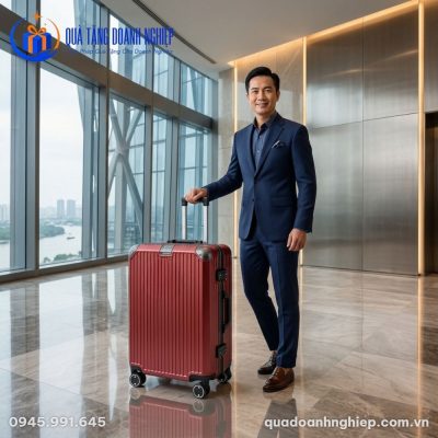 Vali Nhựa Khung Nhôm Màu Đỏ Quà Tặng Doanh Nghiệp In Logo