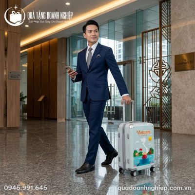 Vali Quà Tặng Doanh Nghiệp Bề Mặt Trơn In Logo