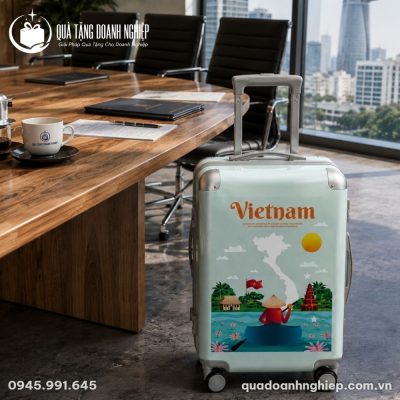Vali Quà Tặng Doanh Nghiệp Bề Mặt Trơn In Logo