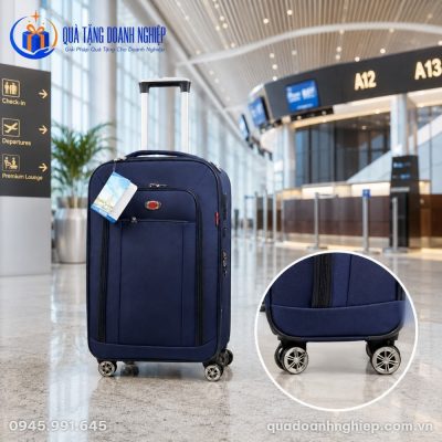 Vali Vải Dù Màu Xanh Quà Tặng Doanh Nghiệp In Logo