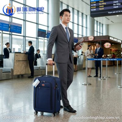 Vali Vải Dù Màu Xanh Quà Tặng Doanh Nghiệp In Logo