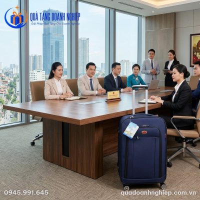 Vali Vải Dù Màu Xanh Quà Tặng Doanh Nghiệp In Logo