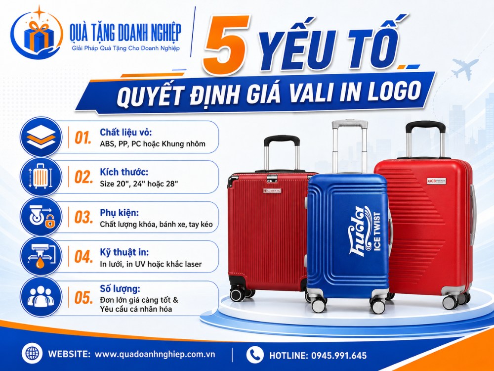 5 yếu tố quyết định giá vali quà tặng in logo
