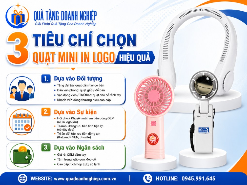 3 tiêu chí chọn quạt điện mini in logo làm quà tặng