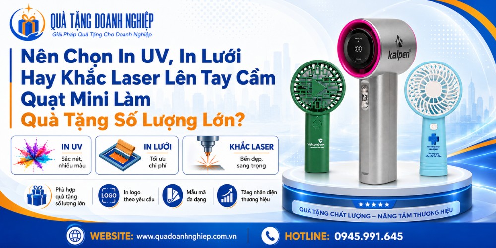 Kỹ thuật in logo thương hiệu trên quạt điện mini quà tặng