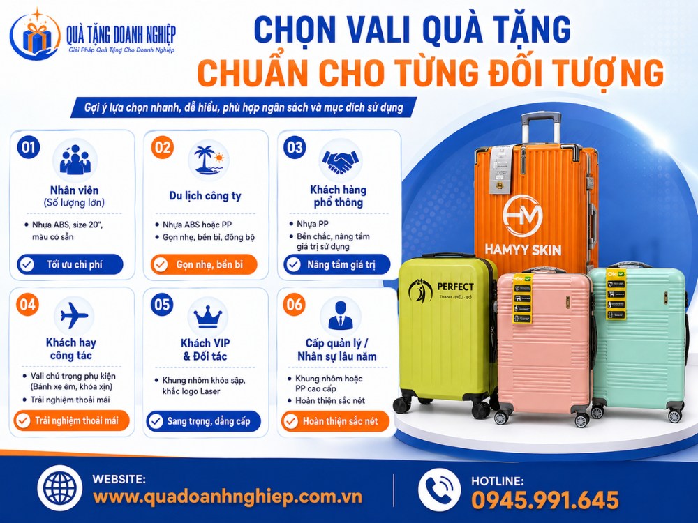 Lựa chọn chất liệu vali phù hợp với đối tượng nhận quà