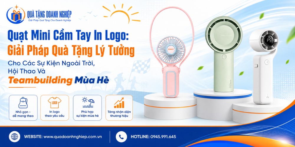 Quạt cầm tay in logo quà tặng sự kiện ngoài trời, hội thao