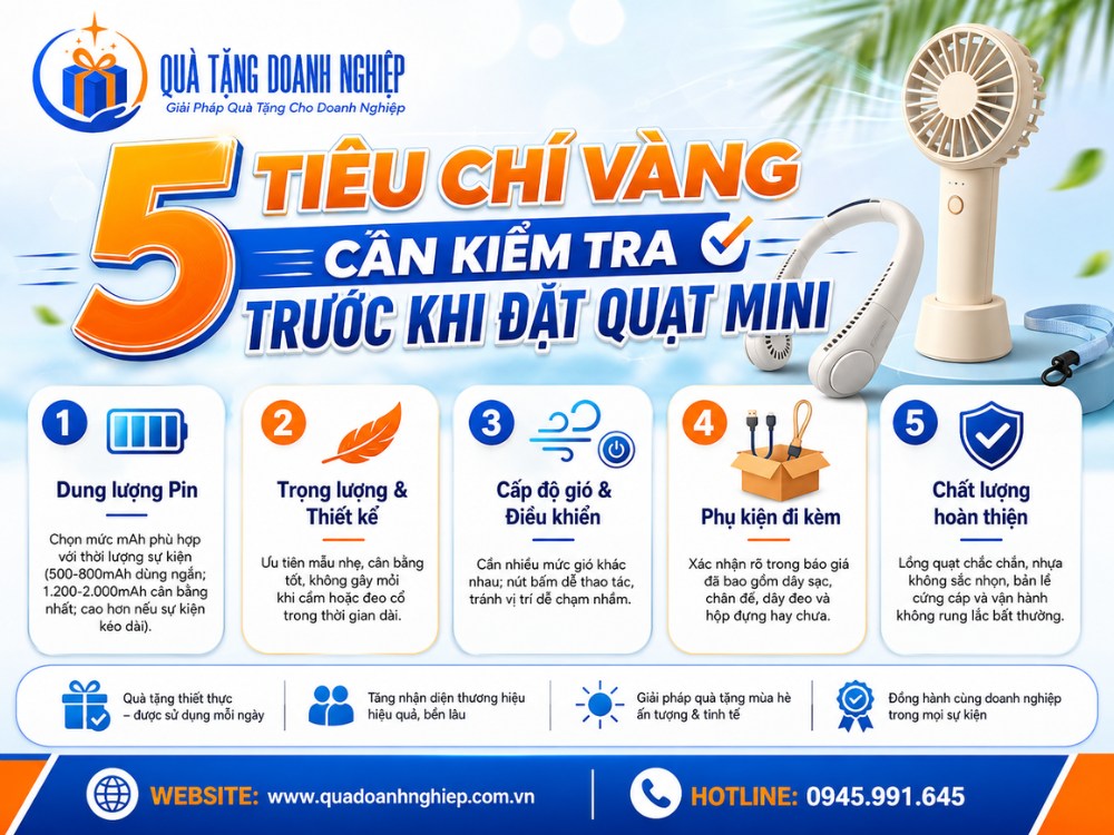 5 tiêu chí quan trọng khi đặt quạt điện mini làm quà tặng
