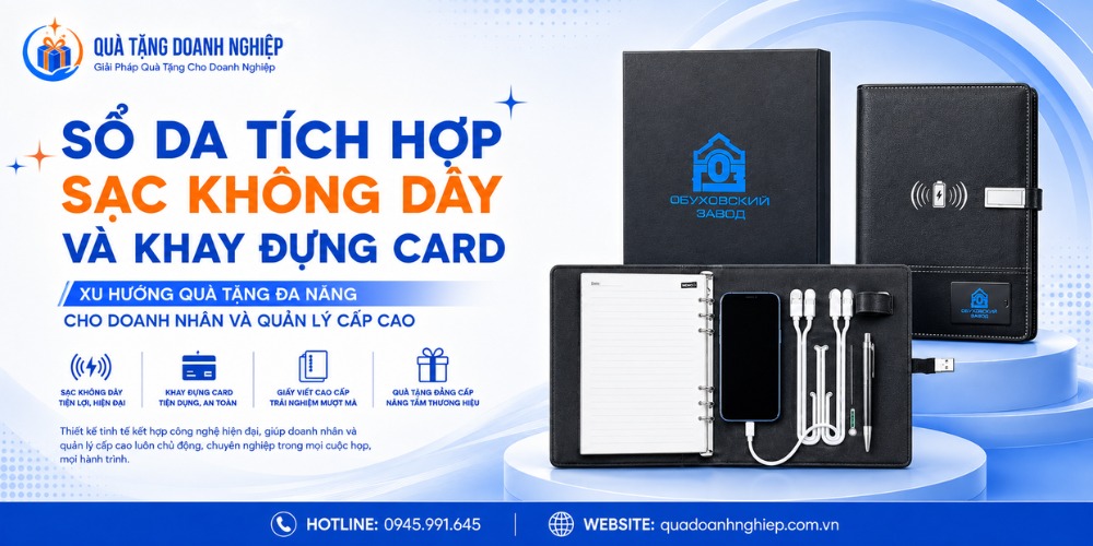 Sổ da tích hợp sạc không dây và ngăn đựng thẻ