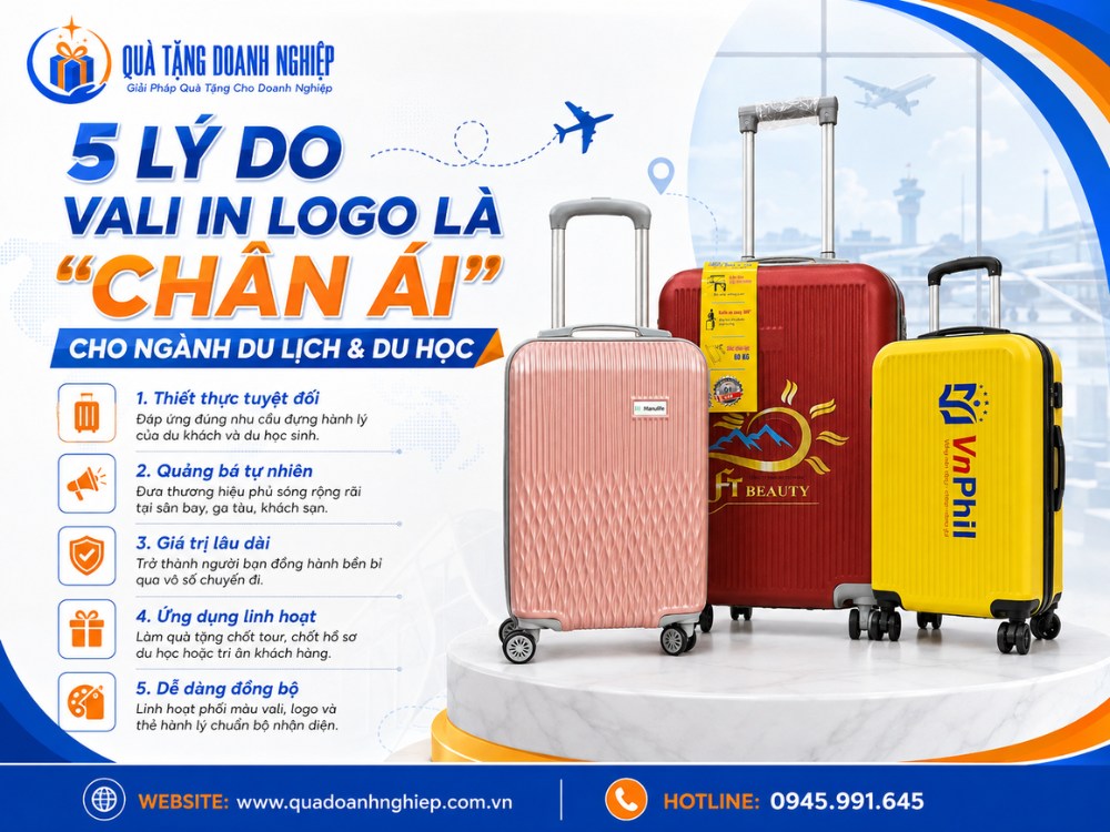 5 lý do nên chọn vali in logo làm quà tặng cho ngành du lịch, du học