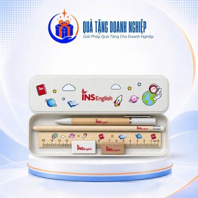 Bộ giftset dụng cụ học tập thân thiện với môi trường quà tặng in logo 5 món cho bé GS-25
