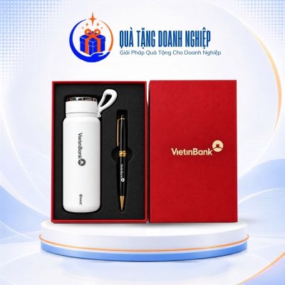 Giftset quà tặng in logo bình giữ nhiệt BAOL 1200ml và bút ký kim loại GS-26