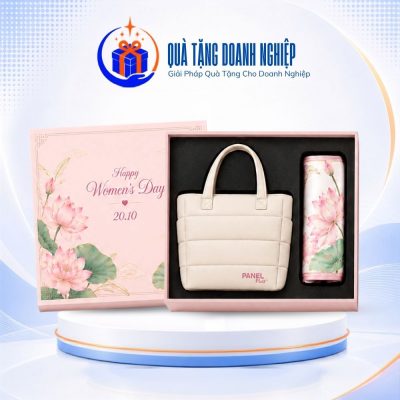 Set quà tặng ngày Phụ Nữ 20/10 túi vải và khăn lụa in logo GS-31